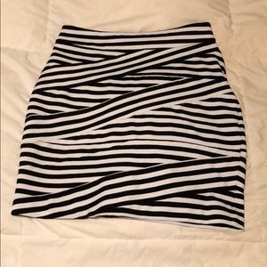 Express black and white striped mini skirt
